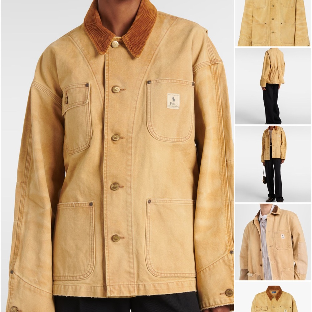 NEW Polo by Ralph Lauren Beige Jacket with Brown Corduroy Collar